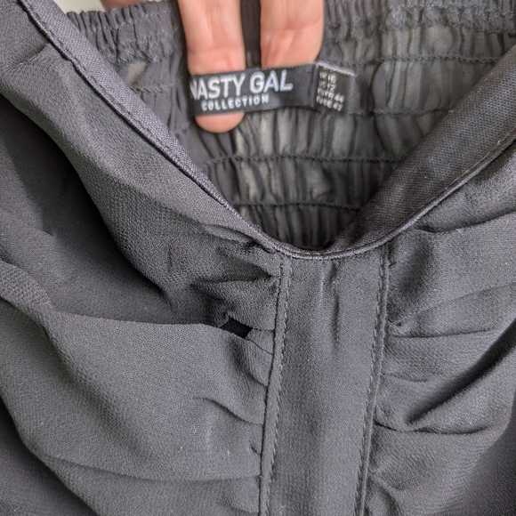 Nasty Gal Black Sheer Ruched Blouse - Picture 2 of 10